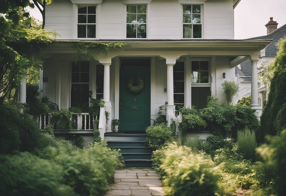 A dilapidated house gets a fresh coat of paint, new windows, and a modern front door. The overgrown yard is transformed into a neat, landscaped garden