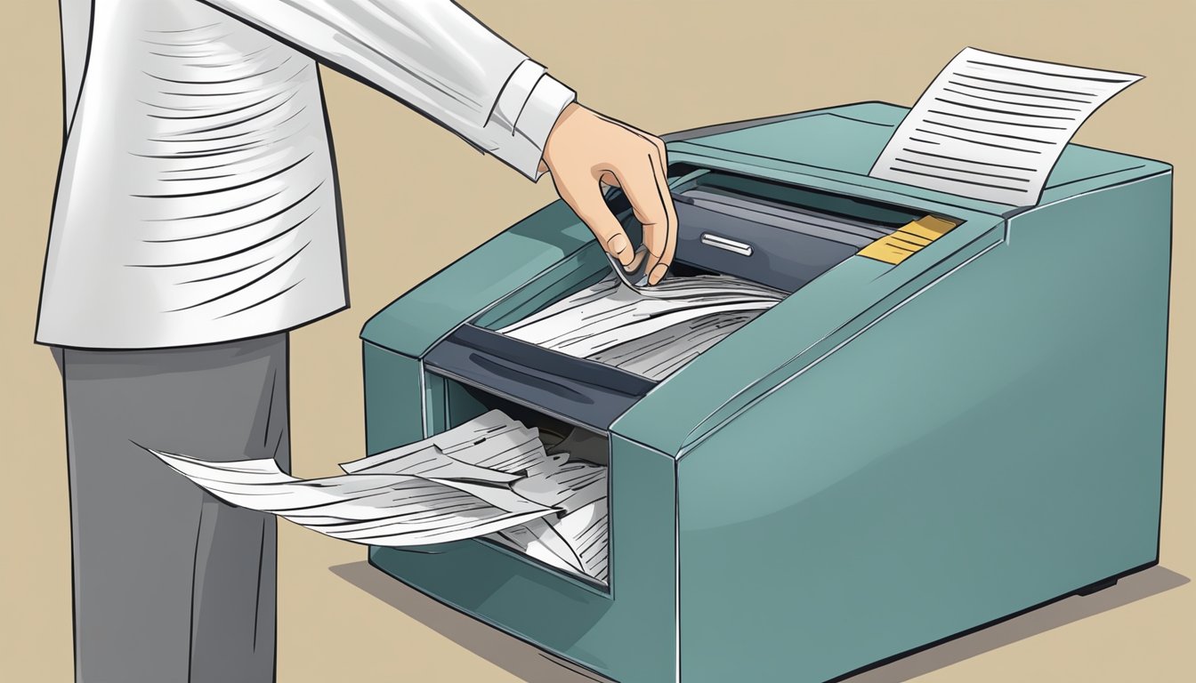 A document shredder destroying a guarantor agreement form