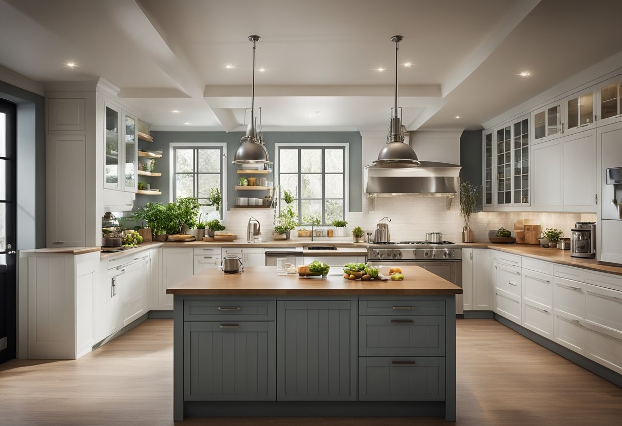 A kitchen with sink, stove, and refrigerator forming a triangle. Efficient layout for cooking and food storage