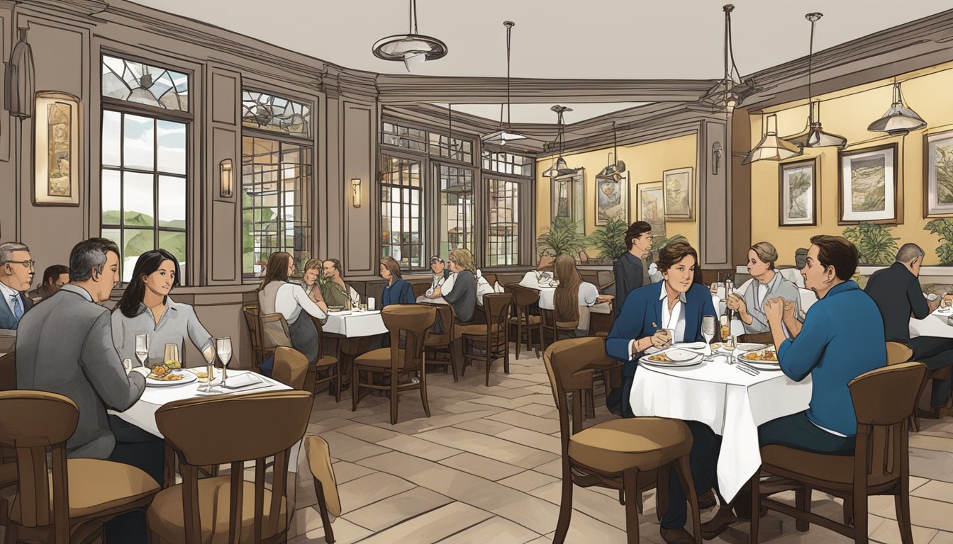 Customers dining at Da Paolo Dempsey restaurant & bar, asking questions to staff. Menu items and decor visible