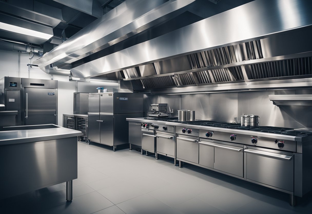 A commercial kitchen HVAC system is installed to maximize performance and safety, with proper ventilation and air circulation