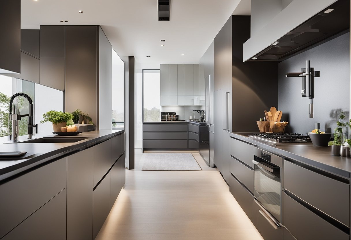 The sleek, modern kitchen doors gleam under the soft, natural light, showcasing their elegant design and smooth finish