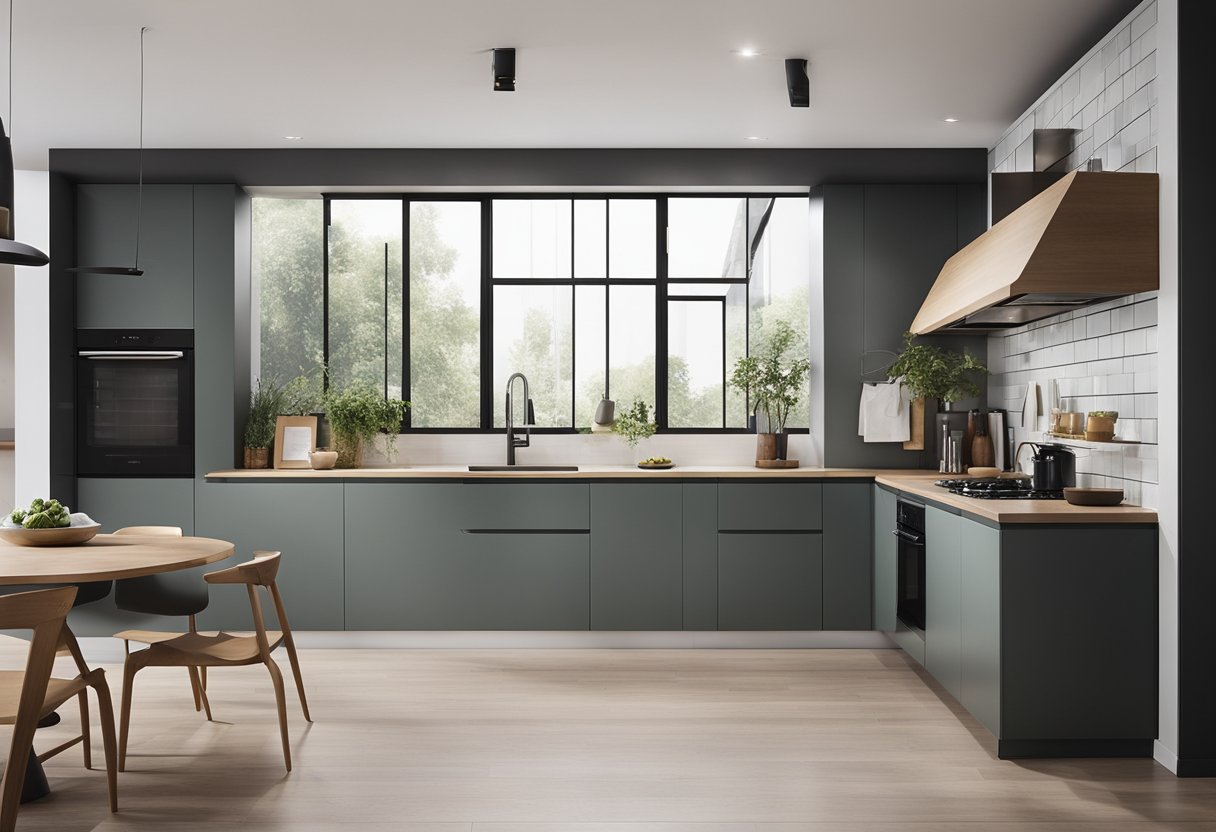 A modern kitchen with sleek designer doors, showcasing functionality and style