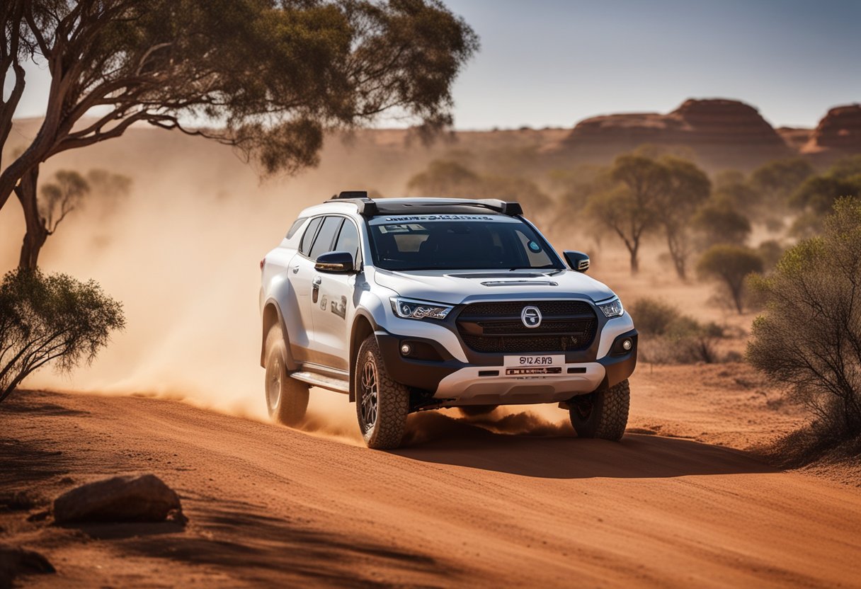 The Enyaq Endurance EV drives through the rugged Australian Outback, kicking up dust and conquering challenging terrain with ease