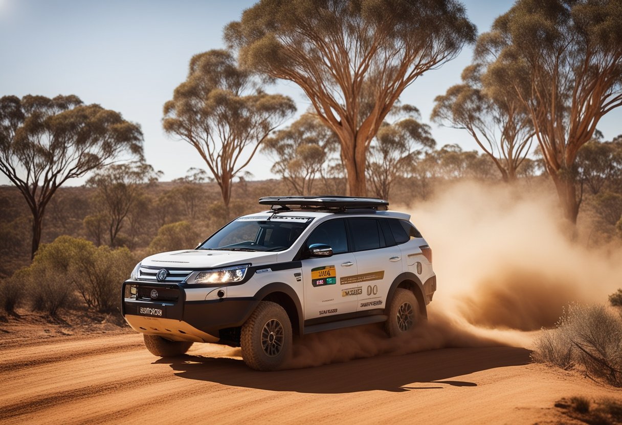 The Enyaq Endurance EV drives through the rugged Australian Outback, kicking up dust as it navigates the challenging terrain