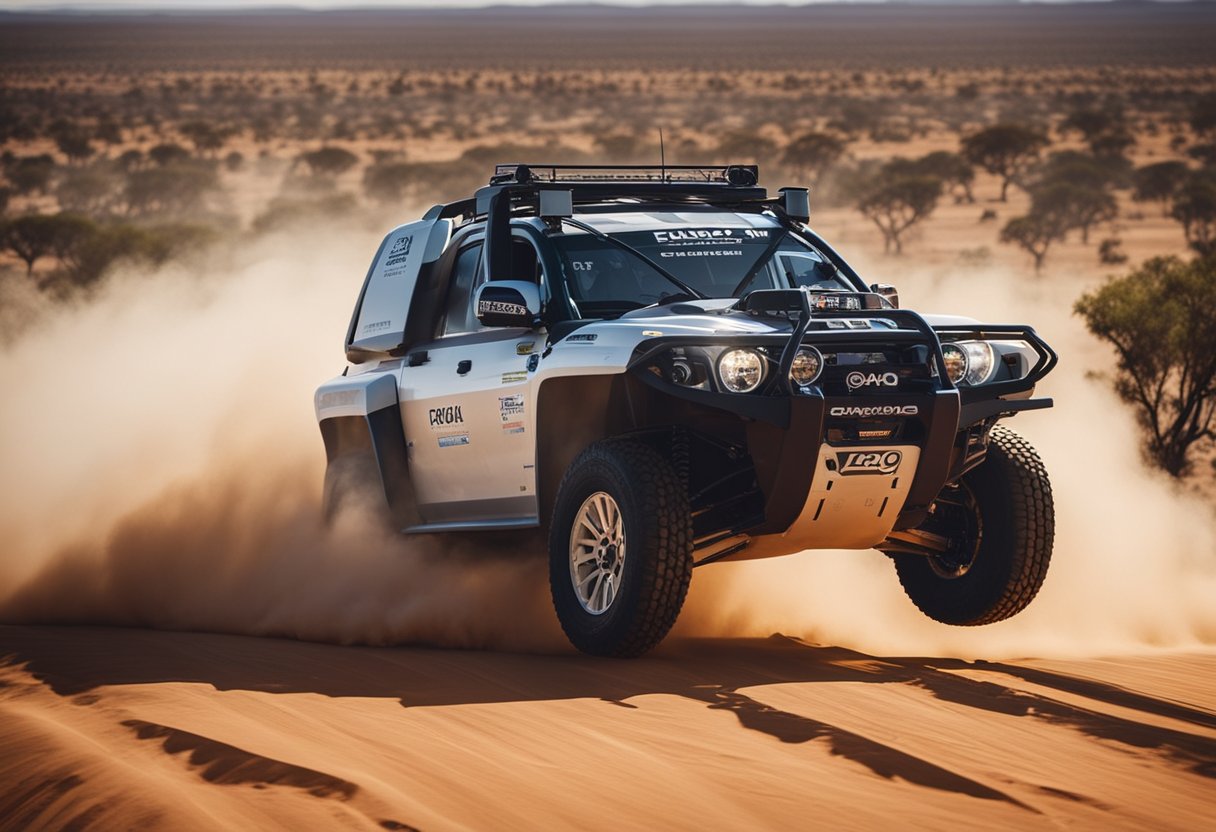 The Enyaq Endurance EV drives through the rugged Australian Outback, kicking up dust as it pushes its limits in the harsh desert terrain