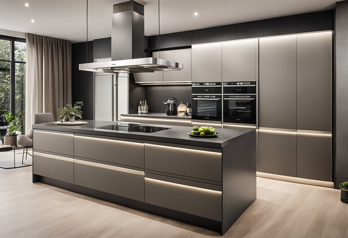 A modern l-shaped kitchen with sleek, innovative cupboard designs and enhanced layout features