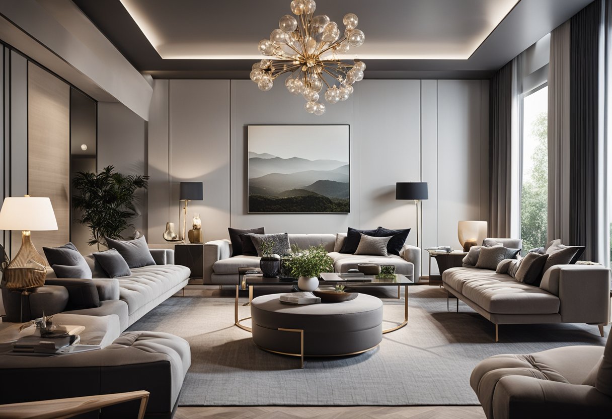 A modern living room with Divano's Furniture Collection, featuring sleek sofas, elegant coffee tables, and stylish decor