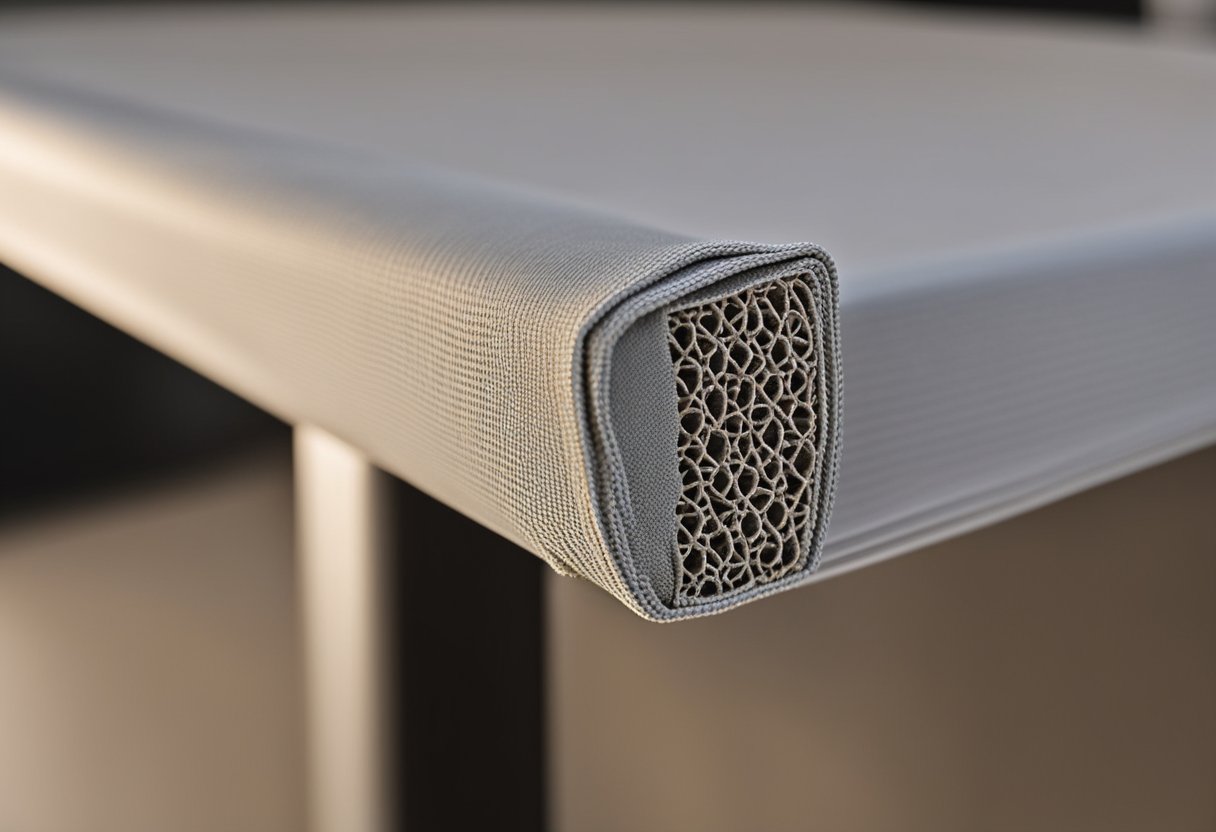 A table leg is wrapped with a thick, durable pad. The pad is made of high-quality material, providing maximum protection for the furniture