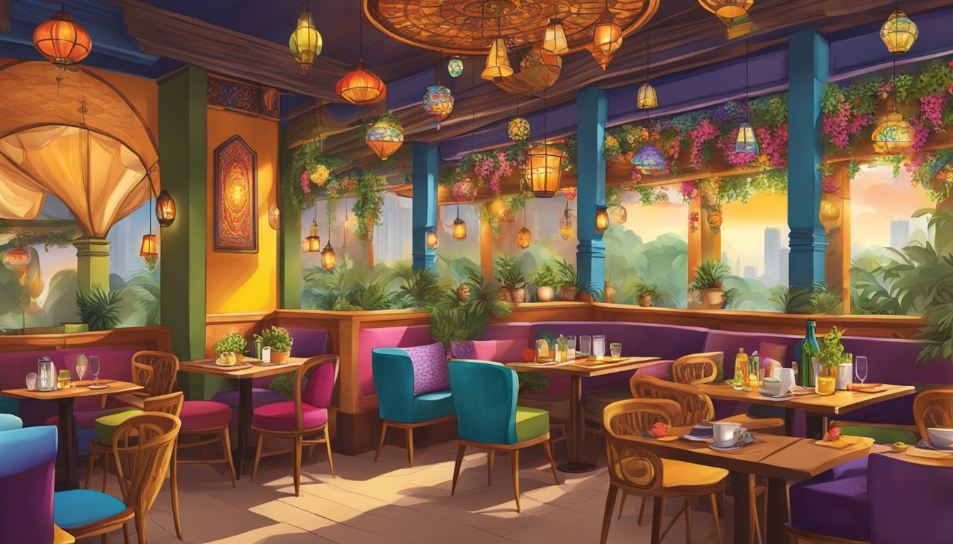 The vibrant gypsy restaurant in Singapore exudes a warm and inviting ambience, with colorful decor and lively music, creating an unforgettable dining experience