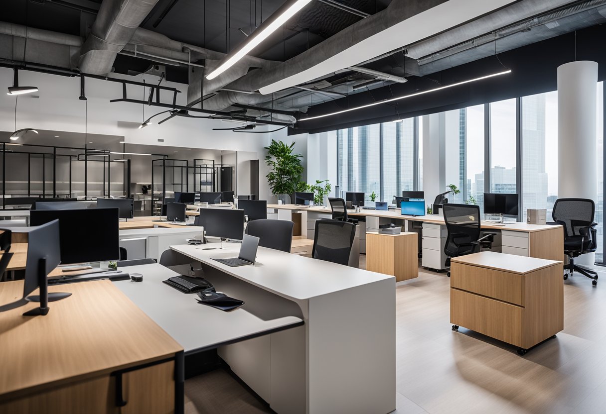 A spacious showroom displays sleek desks, ergonomic chairs, and modern storage solutions at Ardent Office Furniture in Singapore