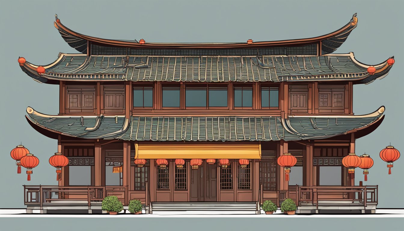 The exterior of Liang Kee Teochew Restaurant, with its traditional Chinese architecture and red lanterns, welcomes visitors to plan their visit