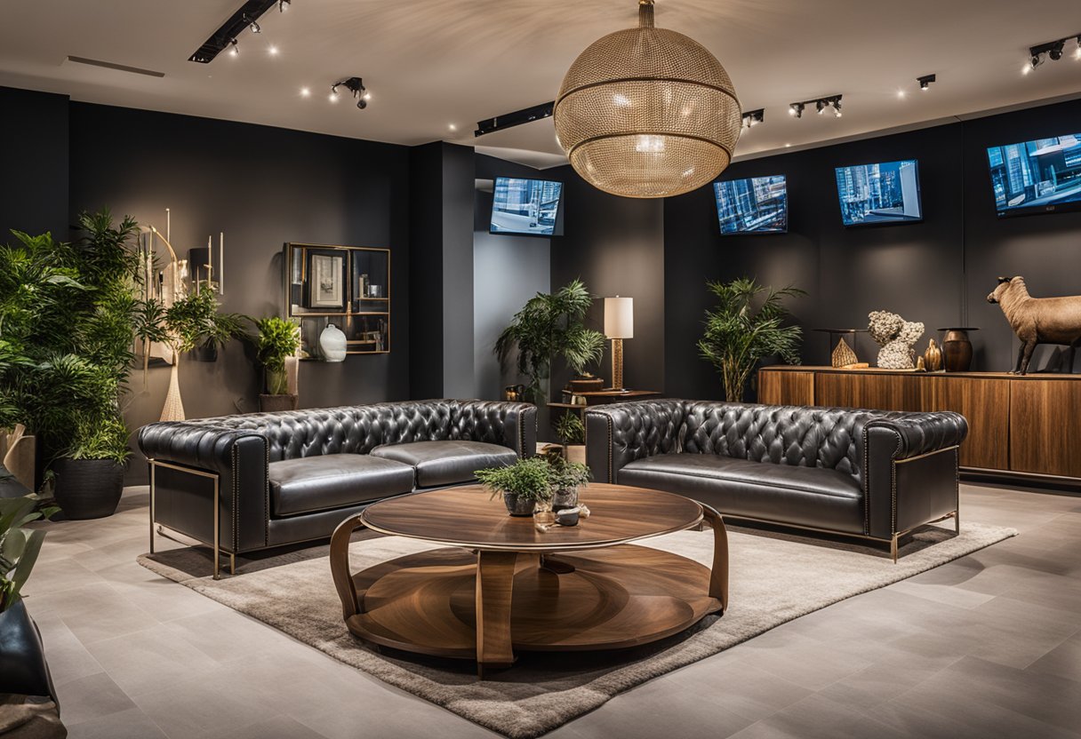 A diverse range of unique furniture pieces fills the spacious showroom, showcasing Mulamu's signature style and craftsmanship