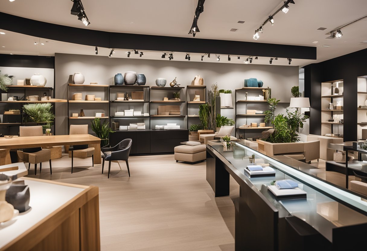 A bright and modern furniture showroom with sleek designs and stylish decor. Shoppers browse through the displays, admiring the craftsmanship and quality of Northstar furniture