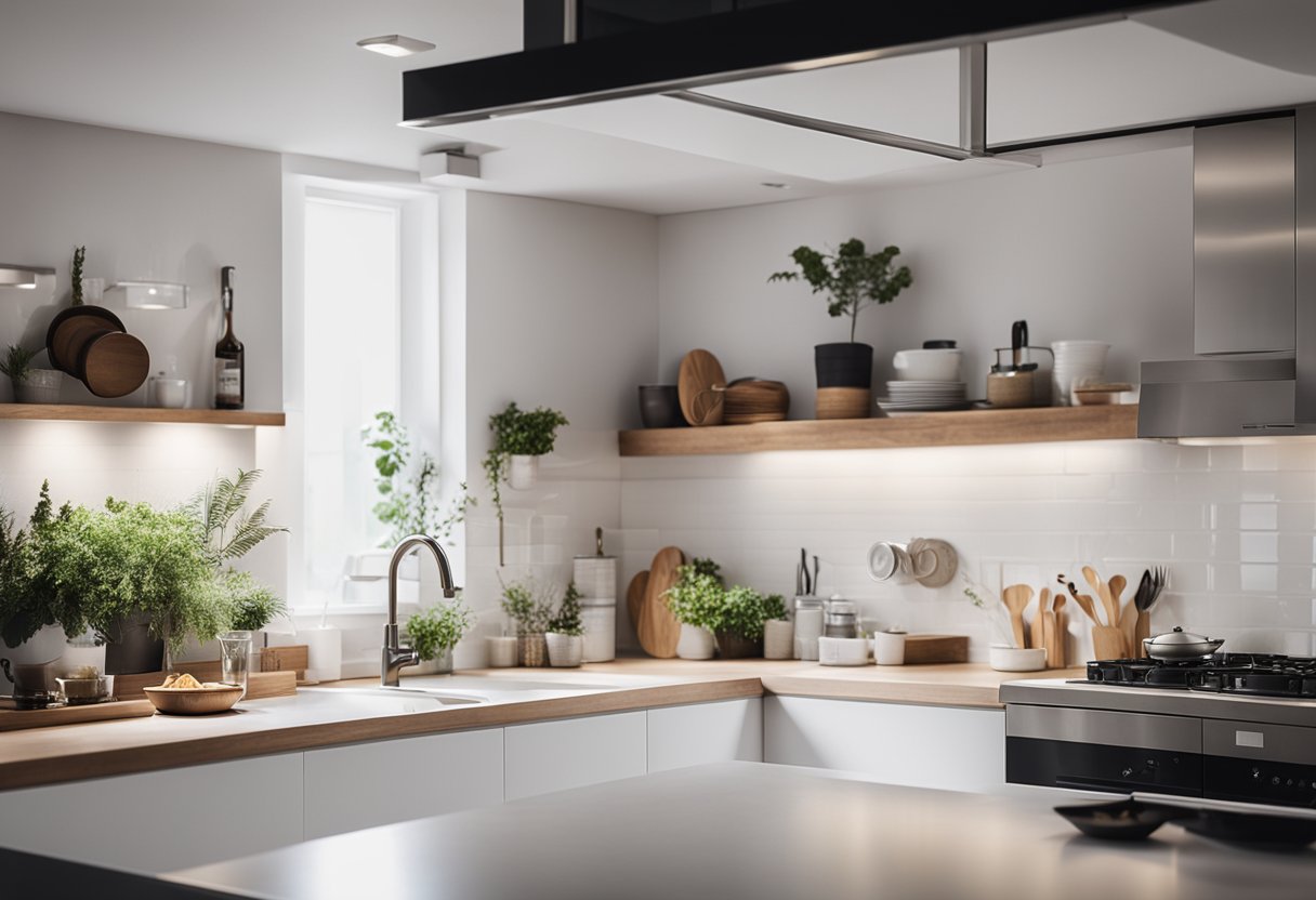 A white kitchen with modern accessories and soft lighting