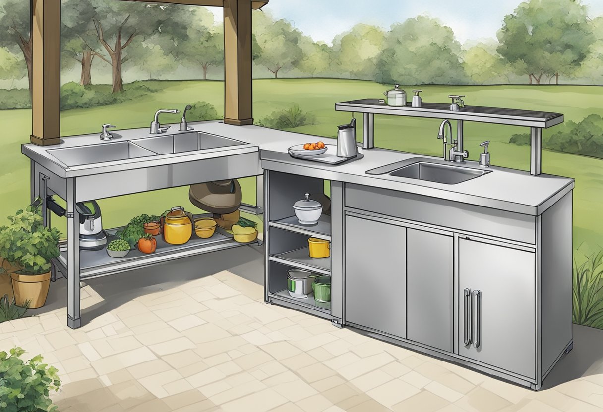 A well-equipped outdoor sink and prep station is essential for efficient and hygienic food preparation. It should be spacious, durable, and easily accessible, with a sturdy faucet and ample storage for utensils and ingredients