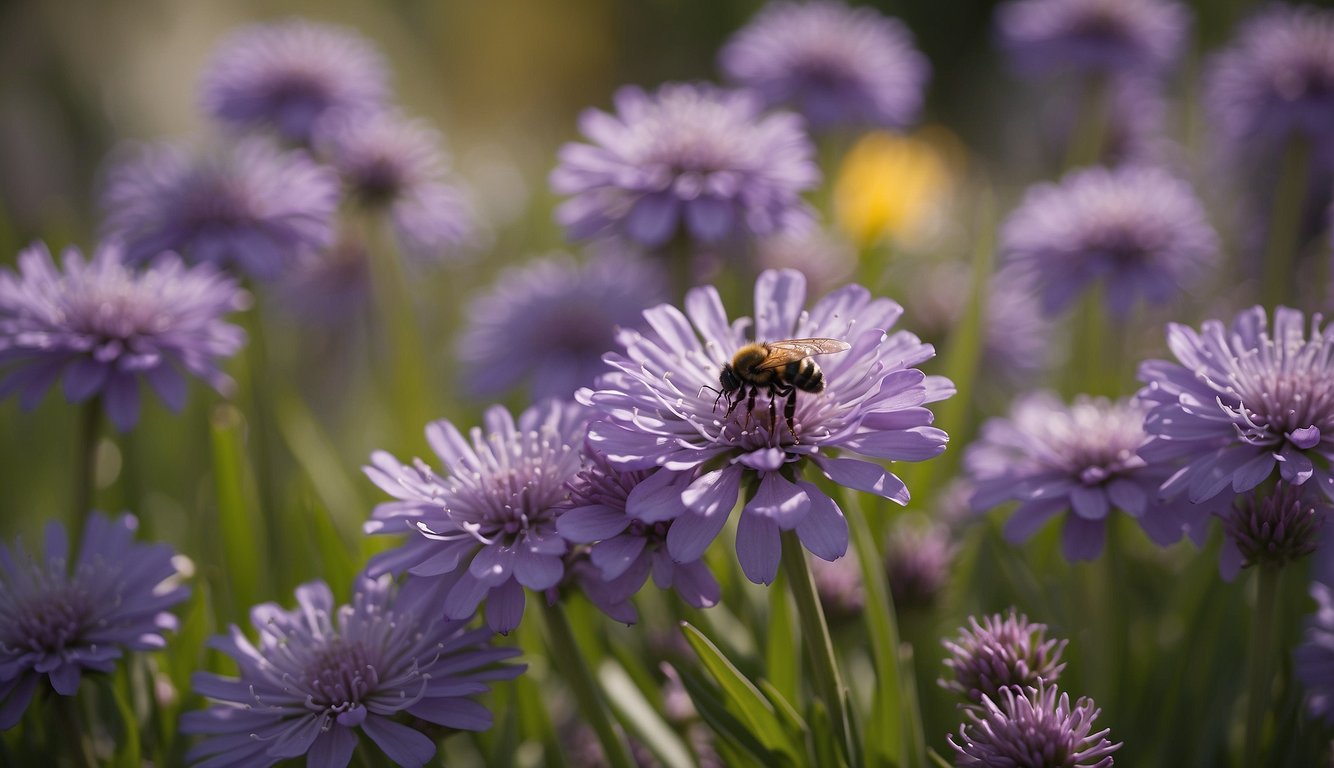 Vibrant purple spring flowers attract pollinators