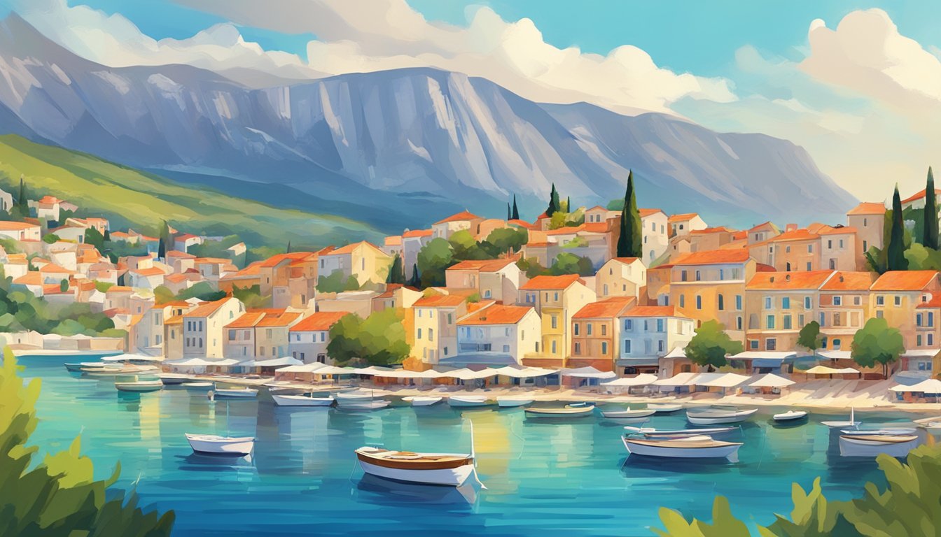 A picturesque coastal town in Croatia, Baška Voda offers stunning views of the Adriatic Sea, with colorful buildings nestled against the backdrop of majestic mountains