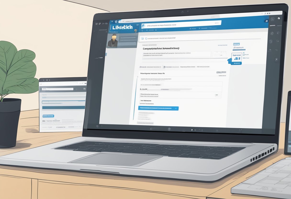 A computer screen displaying LinkedIn's job ad creation page with a cursor clicking on the "Post a Job" button and filling out the required fields