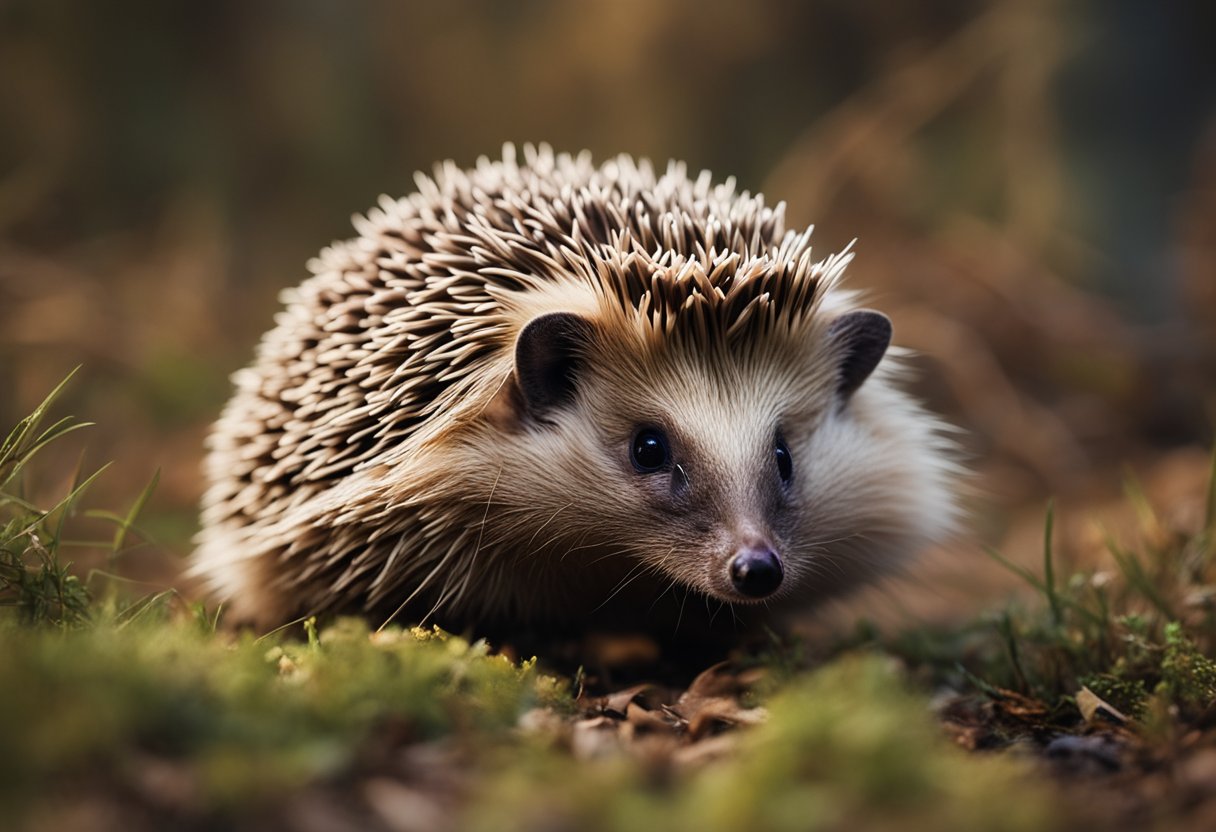 A hedgehog with sharp eyesight navigates through the dark, using its keen vision to spot prey and avoid obstacles in its path