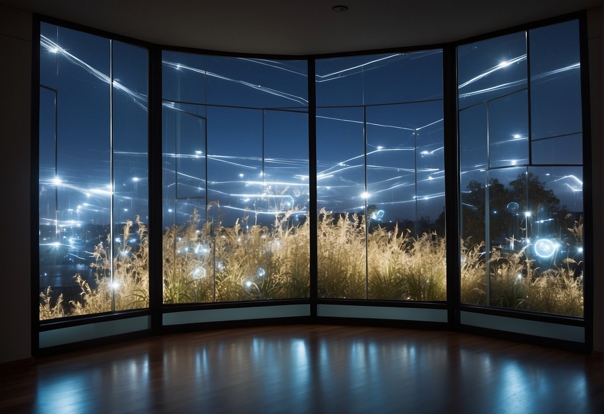 The electric smart film is applied to windows, changing from opaque to transparent with the flip of a switch