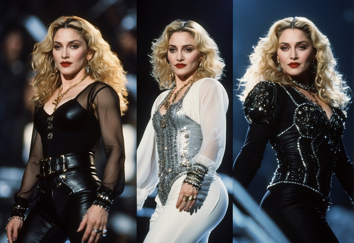 Madonna's iconic outfits and stage presence over the years