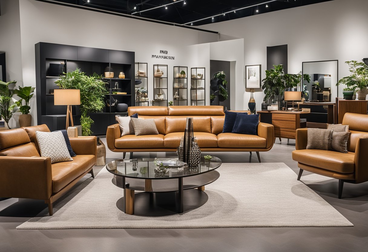 A spacious showroom displays a variety of modern and classic furniture pieces in a well-lit setting at Harvey Norman