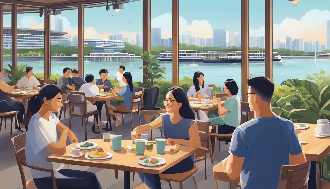 Diners enjoying waterfront views at Punggol's bustling restaurants