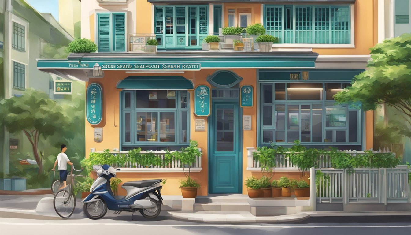 The Hua Yu Wee Seafood Restaurant in Singapore is located along the Upper East Coast Road, with a traditional and charming exterior and lush greenery surrounding the building
