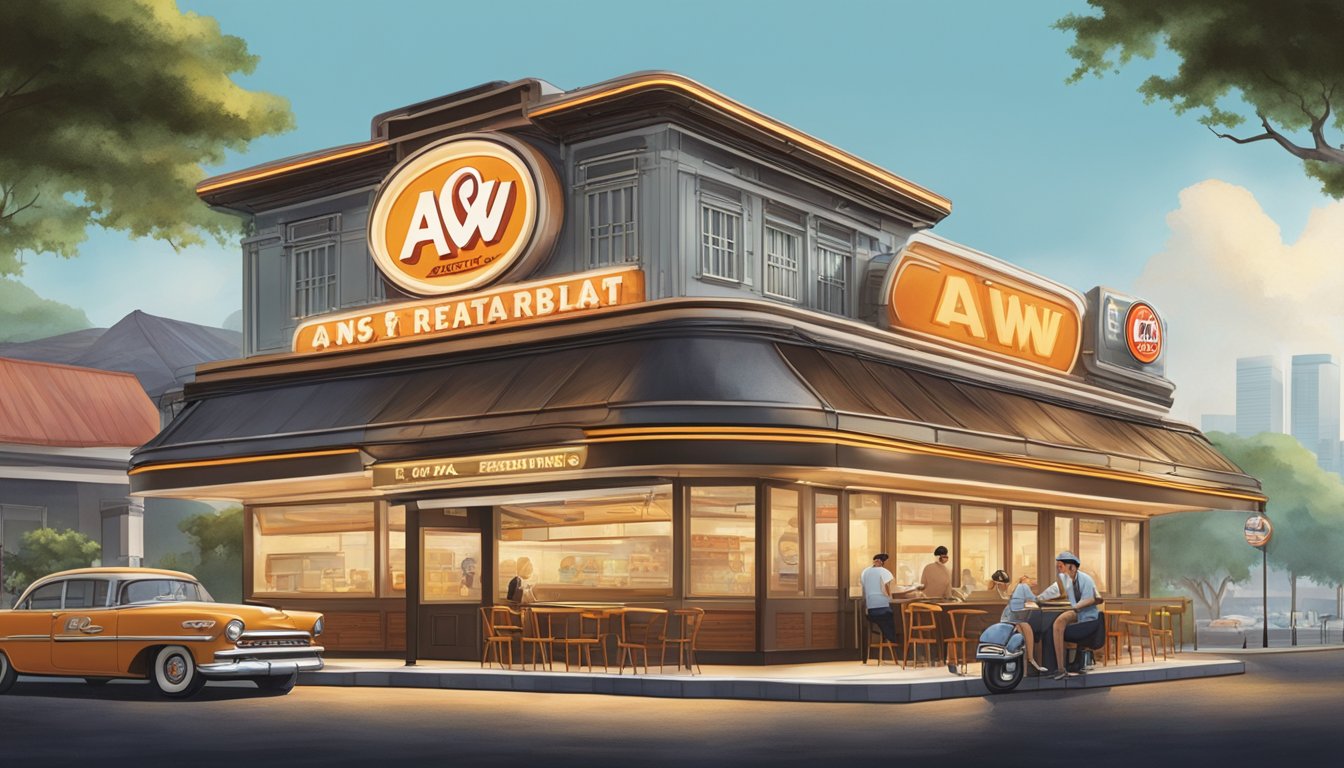 The iconic A&W restaurant in Singapore, with its vintage signage and bustling outdoor seating, exudes a nostalgic charm that transports visitors to a bygone era