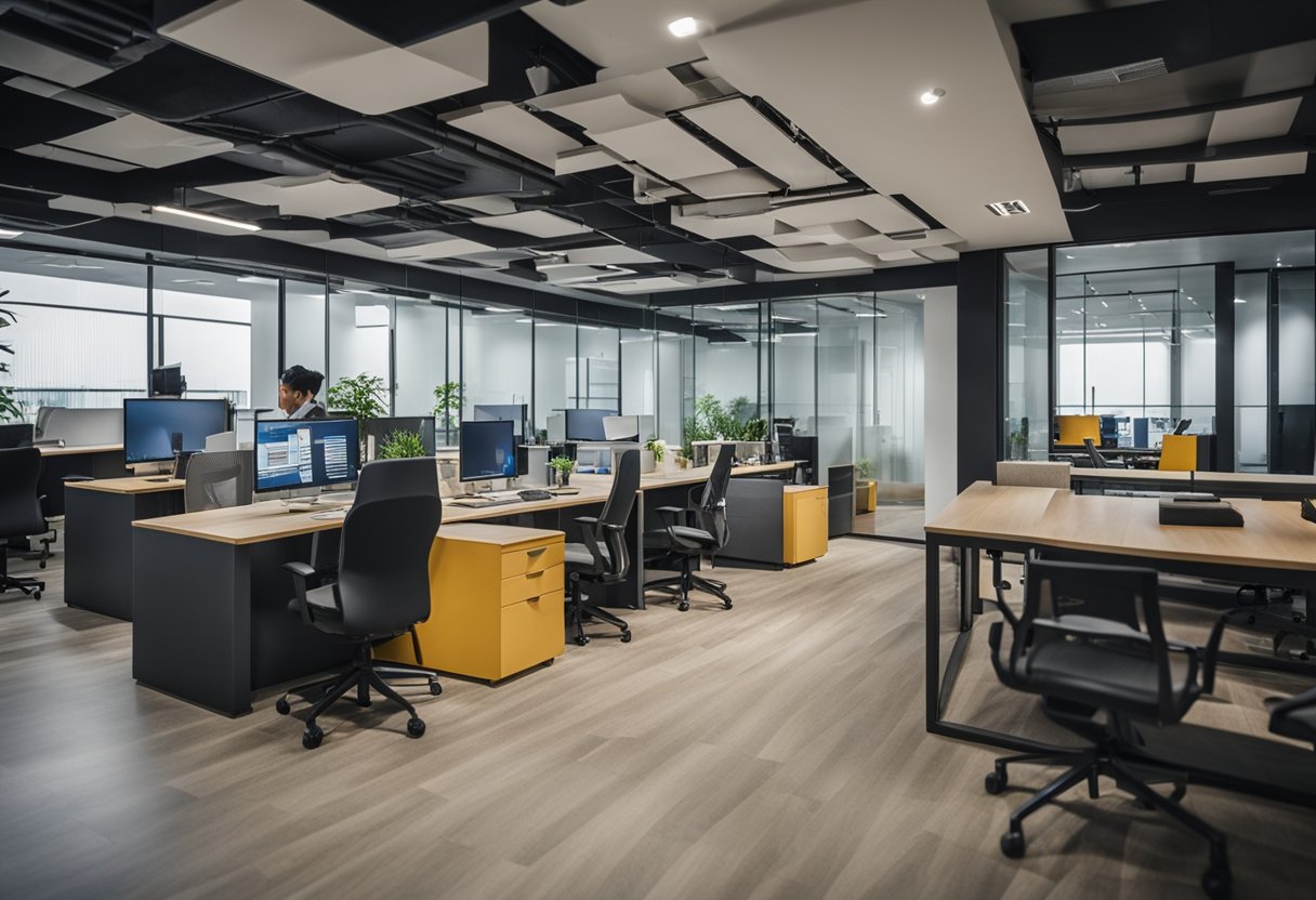 A team of workers renovates an office space in Singapore within the budget set for the project