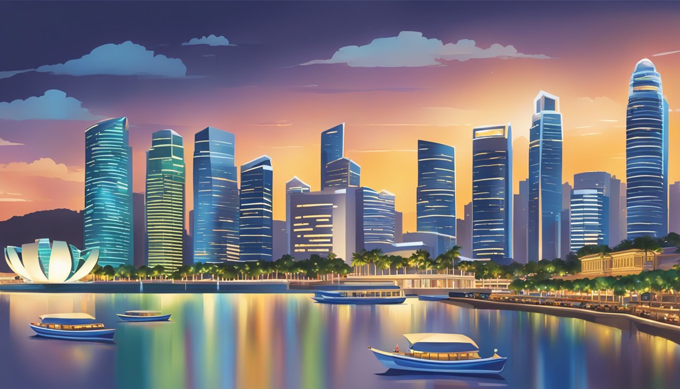 The skyline of Singapore is aglow with the dazzling lights of upscale restaurants, offering epicurean delights against the backdrop of the city's towering skyscrapers