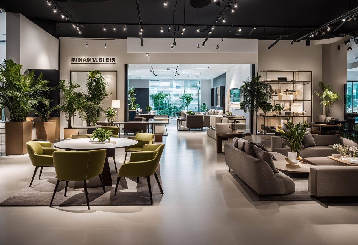 A modern furniture showroom in Singapore, featuring sleek designs and elegant displays