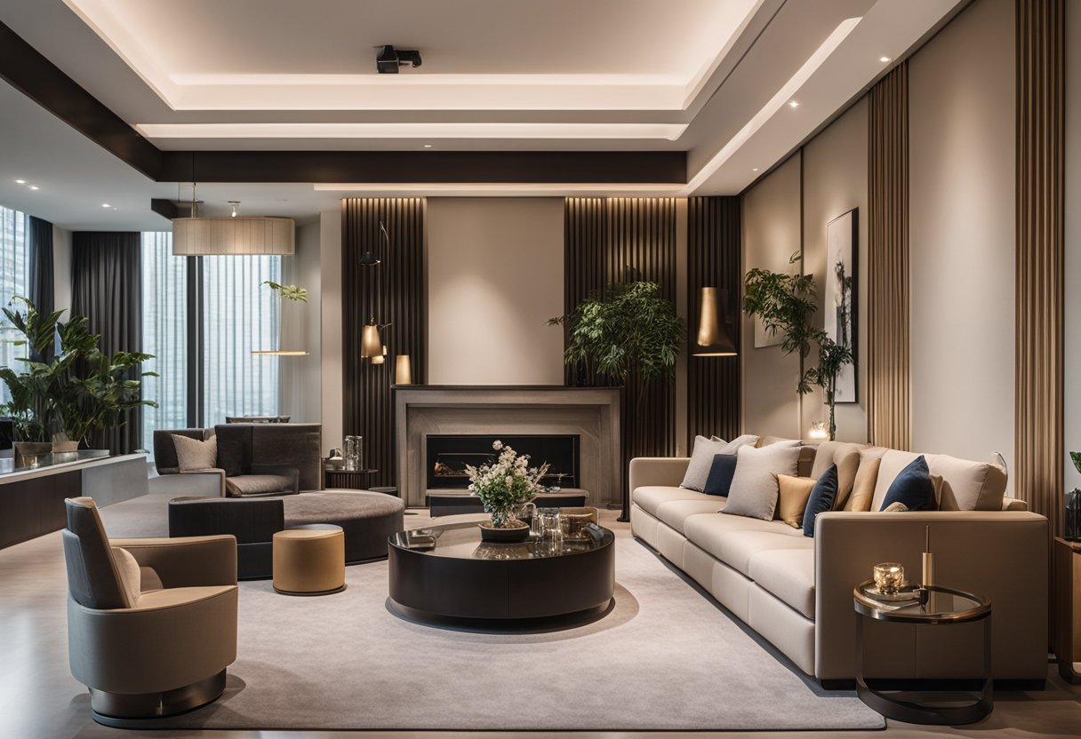 A well-lit room with modern, stylish furniture from Singapore. Clean lines, rich textures, and exquisite craftsmanship are evident in every piece