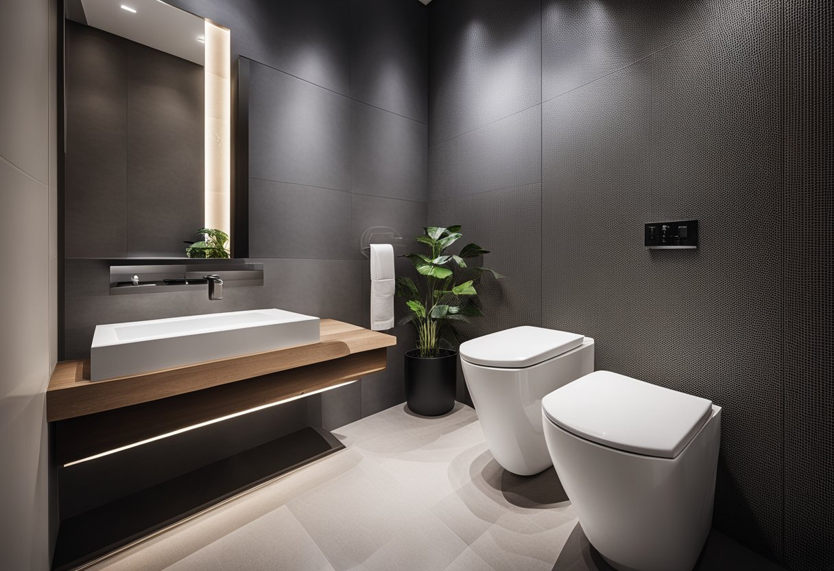 A sleek, modern toilet with elegant fixtures and luxurious accessories