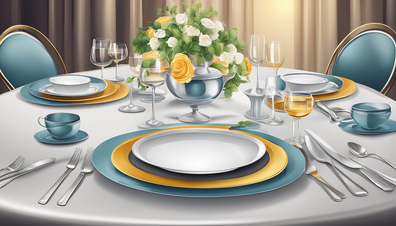 A table set with elegant plates in a stylish restaurant