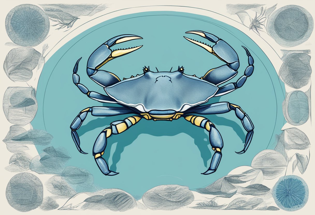 A blue swimmer crab surrounded by a circle of text reading "Frequently Asked Questions."