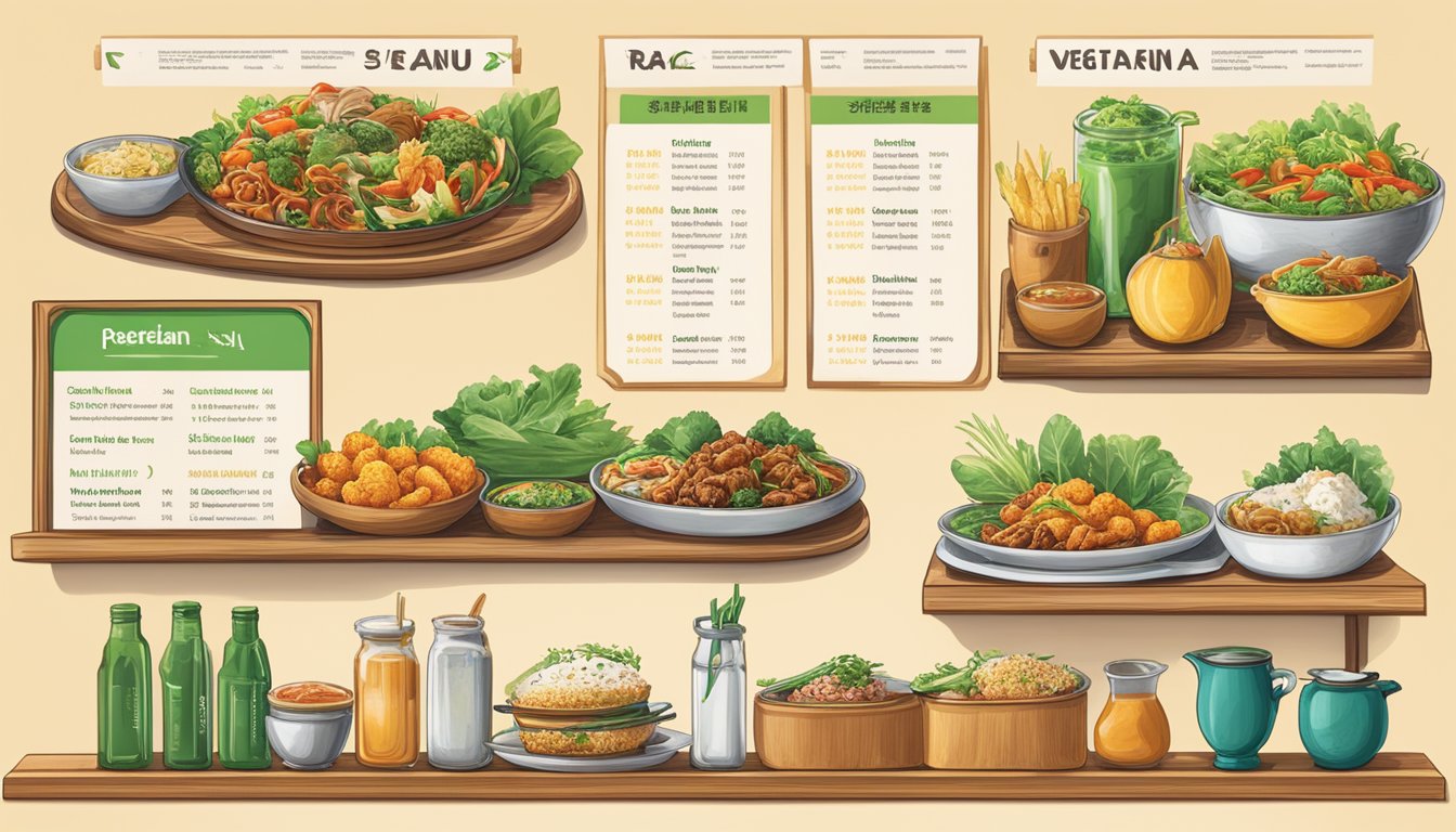 The menu board displays vibrant illustrations of vegetarian dishes and daily specials at Novena restaurant
