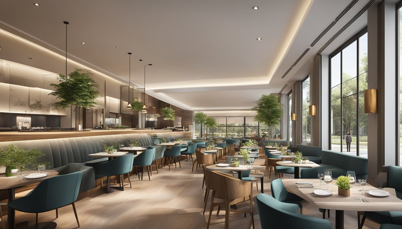 The restaurant at Scotts Square is a modern and inviting space, with sleek decor and comfortable seating. The large windows let in plenty of natural light, creating a warm and welcoming atmosphere for visitors