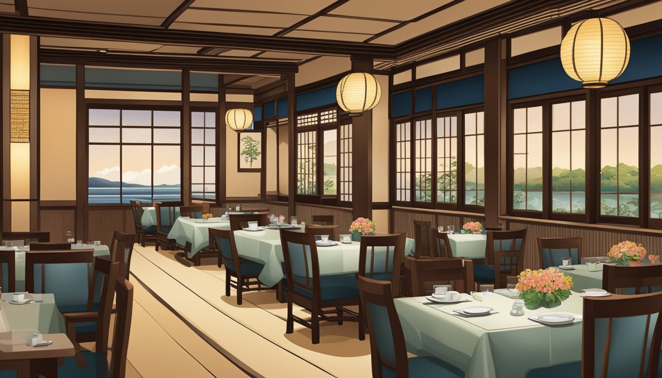 The elegant interior of Yamagawa Japanese Restaurant, with traditional decor and a serene ambiance, sets the stage for a delightful dining experience