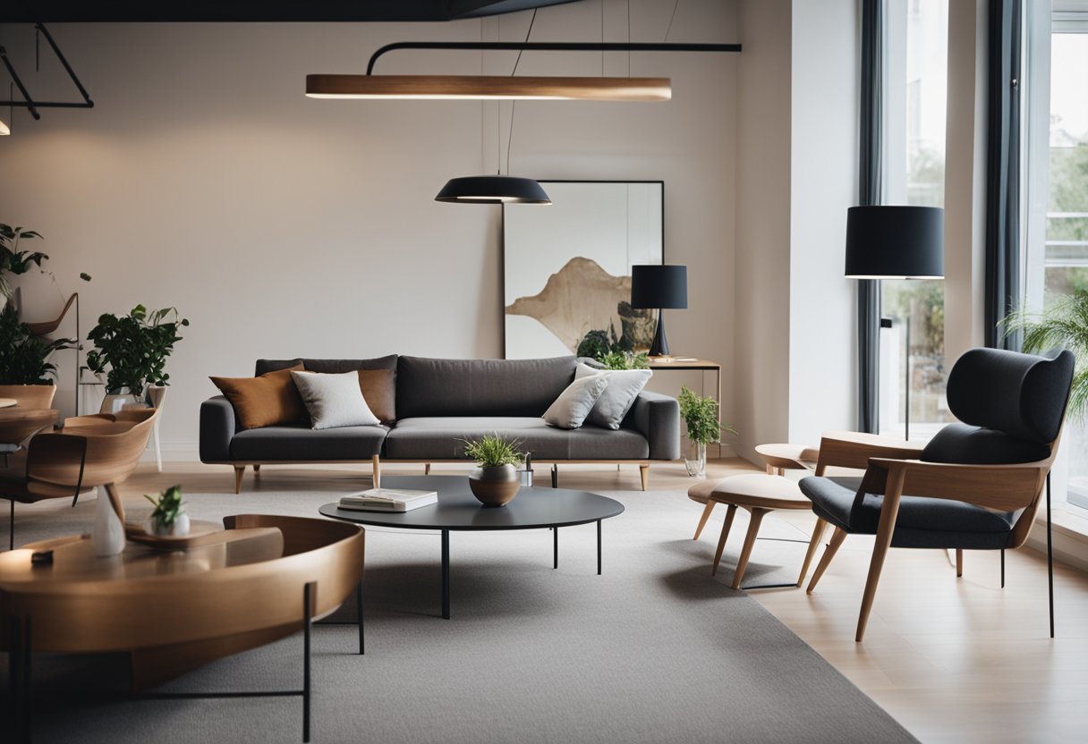 A customer buys Danish design furniture at a modern showroom, then enjoys it in their stylish home