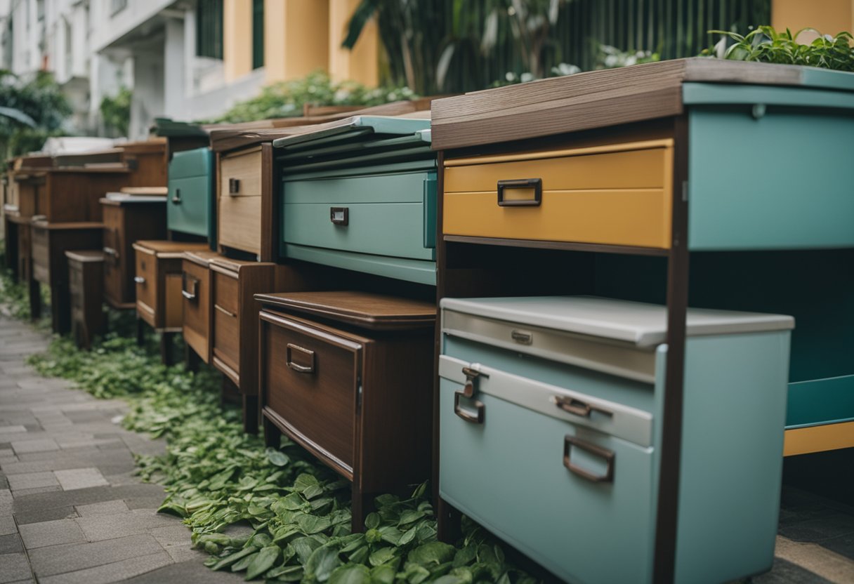 Singapore town council disposes of old furniture in a designated area