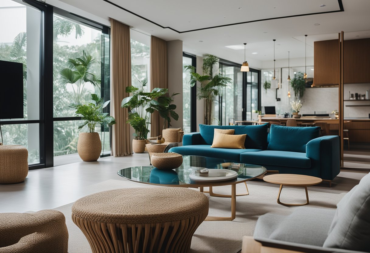 A modern living room in Singapore with expat furniture and decor