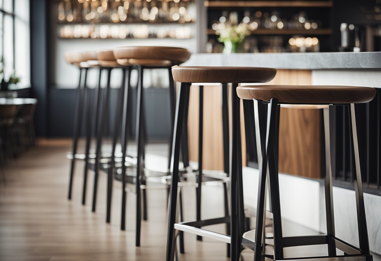 A designer carefully selects modern bar stools for a sleek kitchen, considering style and functionality