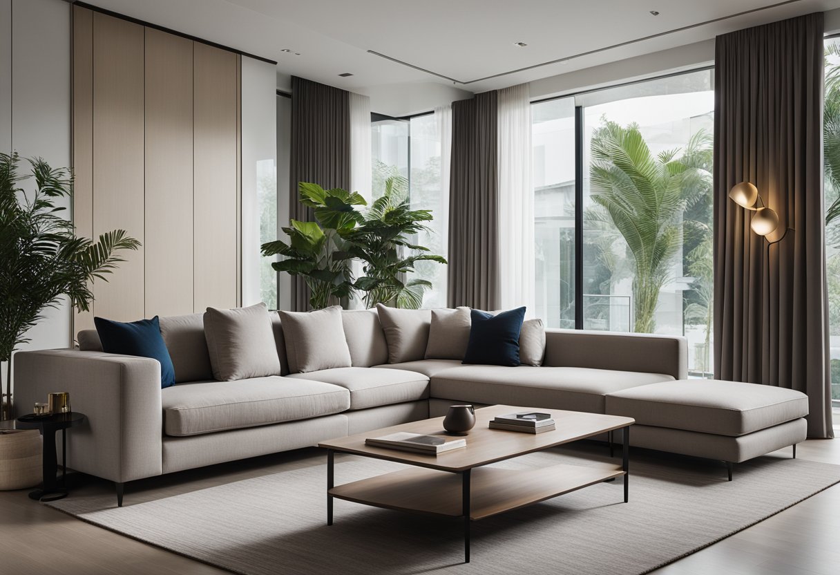 A sleek, modern living room with Cubo furniture in Singapore. Clean lines, minimalist design, and a touch of elegance