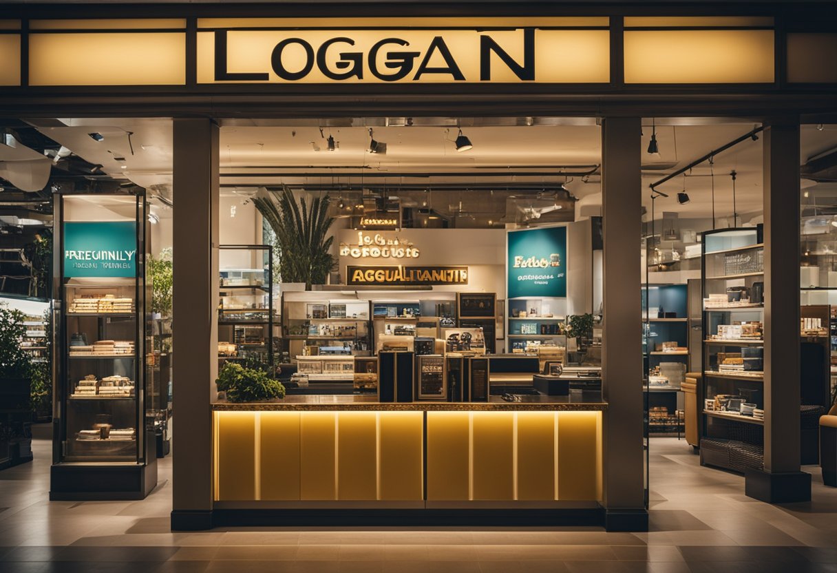 A logan retro furniture store in Singapore with a display of various pieces and a sign for "Frequently Asked Questions" prominently featured