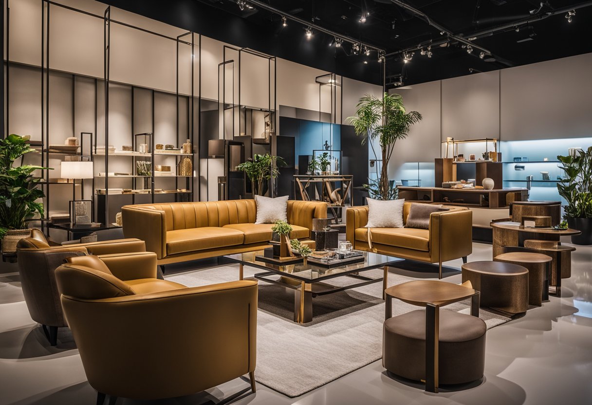 A showroom filled with unique, custom-made furniture options in Singapore. Various designs and materials on display, showcasing the craftsmanship and attention to detail