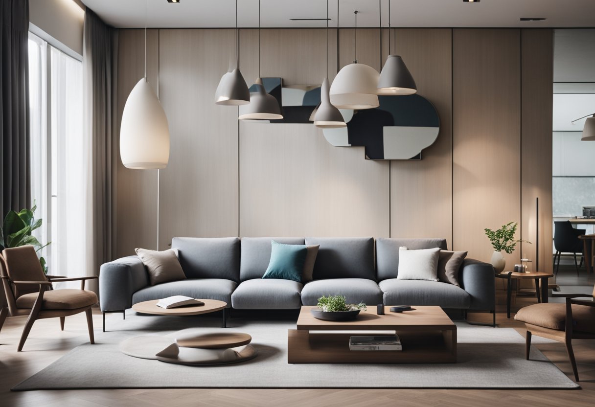 A modern living room with sleek, minimalist plank furniture in Singapore
