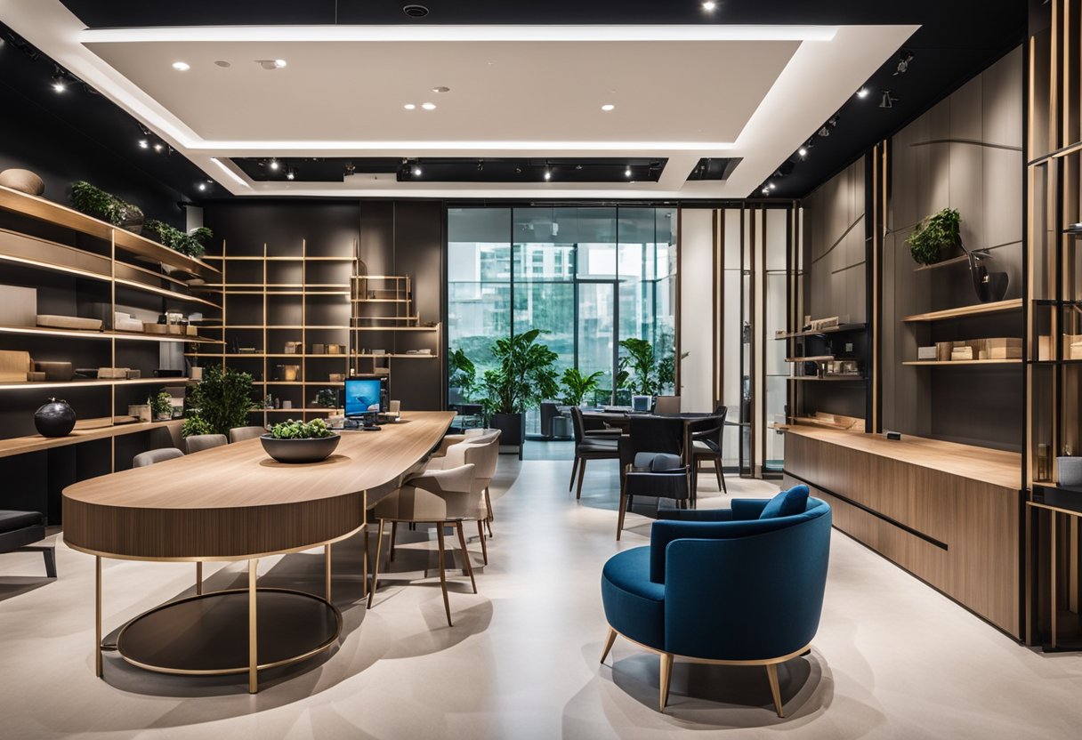 A showroom with modern Da Vinci furniture in Singapore, featuring sleek designs and high-quality materials
