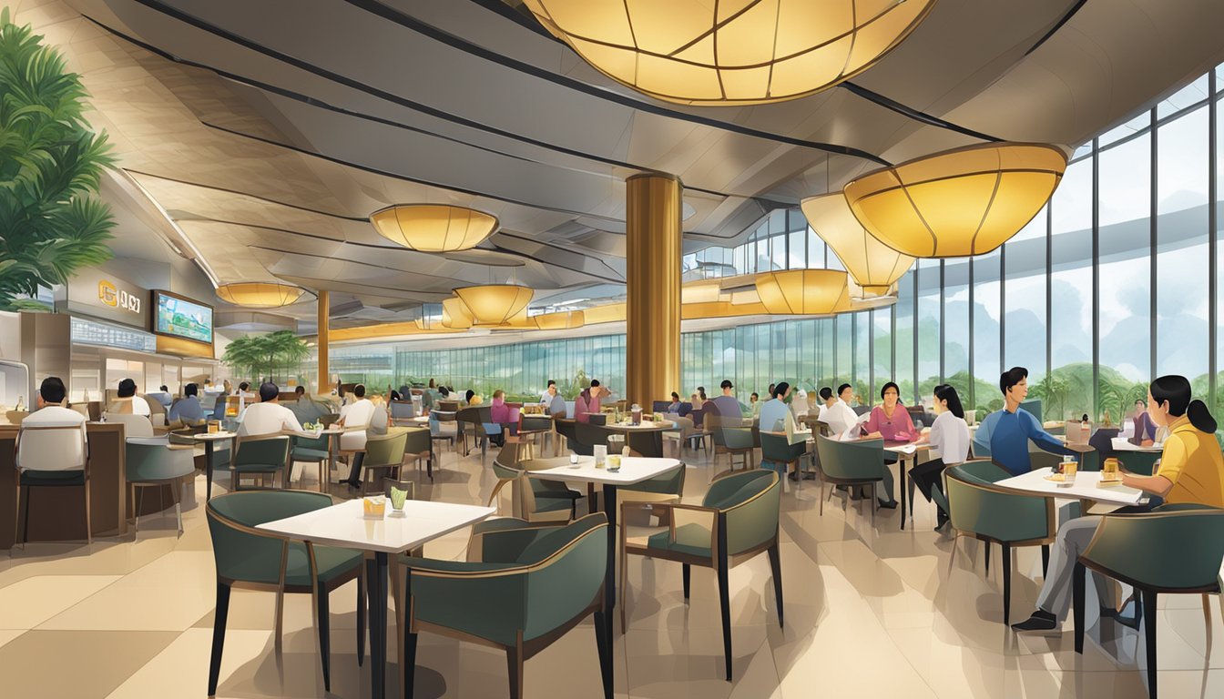The bustling Changi Airport Terminal 2 restaurants offer convenience and accessibility with a variety of dining options and easy access for travelers